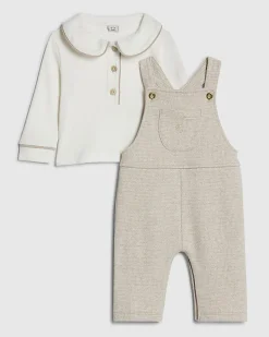 Baby Beige Dungaree Set