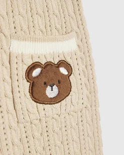 Baby Boys Beige 3D Bear Polo Shirt Set