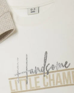 Baby Boys Beige Jacquard Jersey Shacket Set