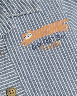Baby Boys Blue Stripe Tiger Shirt Set