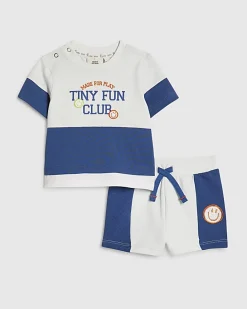 Baby Boys Blue Tiny Fun Club T-Shirt Set
