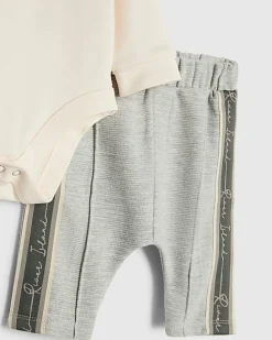 Baby Boys Cream Zip Bodysuit Trouser Set