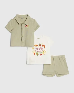 Baby Boys Green Snacks T-Shirt Set