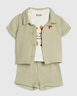 Baby Boys Green Snacks T-Shirt Set