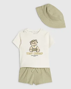 Baby Boys Khaki Bear Tiny Champ T-Shirt Set
