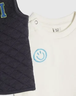 Baby Boys Navy Quilted Gilet Set