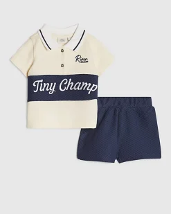 Baby Boys Navy Tiny Champ Polo Shirt Set