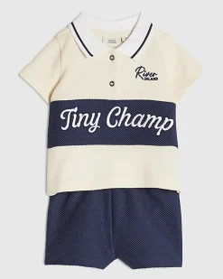Baby Boys Navy Tiny Champ Polo Shirt Set