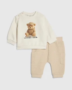 Baby Cream Super Cute Bear Sweat Set
