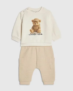 Baby Cream Super Cute Bear Sweat Set