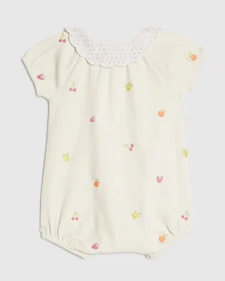 Baby Girls Beige Collared Fruit Romper
