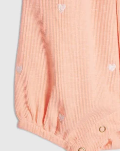 Baby Girls Coral Collared Heart Romper