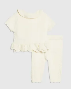 Baby Girls Cream Peplum Cardigan Set
