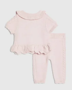 Baby Girls Pink Peplum Cardigan Set