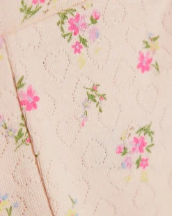 Baby Girls Pink Pointelle Floral Romper Set