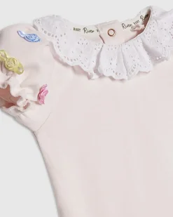 Baby Girls Pink Rosette Bodysuit Set
