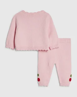 Baby Girls Pink Strawberry Cardigan Set