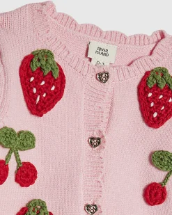 Baby Girls Pink Strawberry Cardigan Set