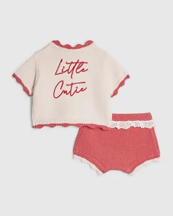 Baby Girls Pink Strawberry Cardigan Set