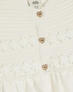 Baby Girls White Hybrid Knit Broderie Dress