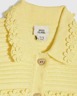 Baby Girls Yellow Daisy Cardigan Shorts Set