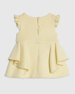 Baby Girls Yellow Frill Sleeve Bow Dress