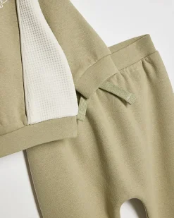 Baby Khaki Colour Blocked Sweatshirt Set