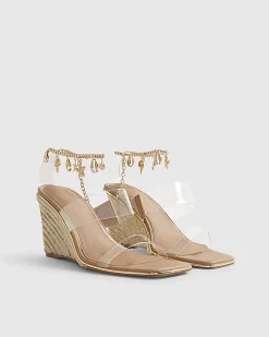 Beige Anklet Perspex Wedges