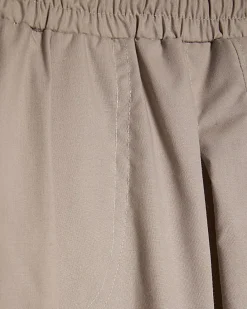 Beige Barrel Leg Pleated Trousers