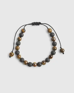 Beige Beaded Tigers Eye Pull Bracelet