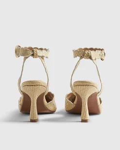 Beige Broderie Court Heels