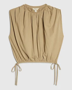 Beige Bubble Hem T-Shirt