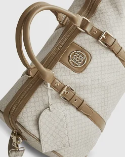 Beige Buckled Monogram Barrell Bag
