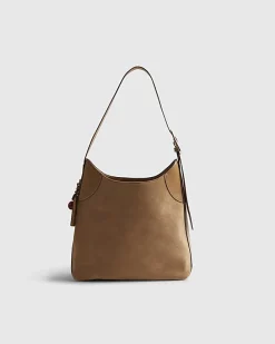 Beige Buckled Slouch Bag