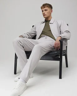 Beige Check Slim Elasticated Smart Joggers