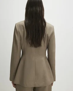 Beige Collarless Blazer