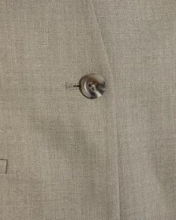 Beige Collarless Blazer