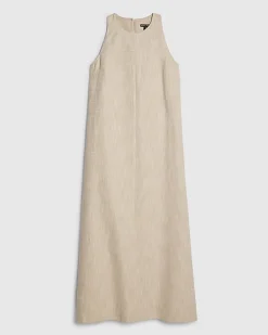 Beige Cotton Midi Dress
