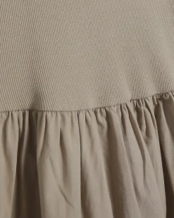 Beige Cotton Sleeveless Whipstitch Maxi Dress