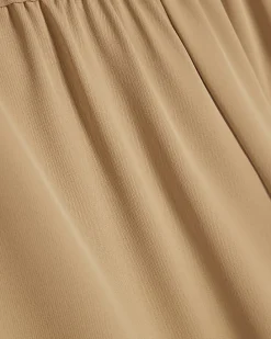 Beige Crepe Wide Leg Trousers