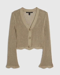 Beige Crochet Knitted Cardigan
