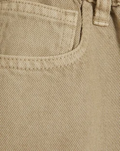 Beige Elasticated A Line Denim Shorts