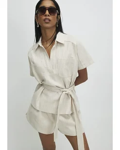 Beige Elasticated Waist Shorts