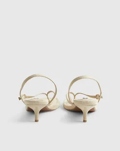 Beige Faux Suede Toe Thong Heeled Sandals