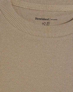 Beige Fitted Rib T-Shirt