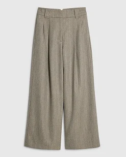 Beige Flecked Wide Leg Trousers