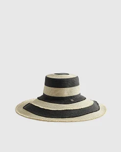 Beige Floppy Stripe Hat