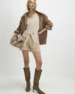 Beige Guernsey Belt Detail Short