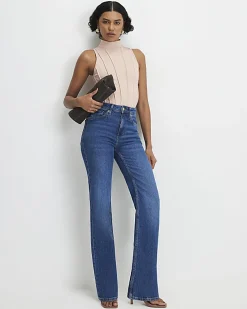 Beige High Neck Seam Trim Bodysuit