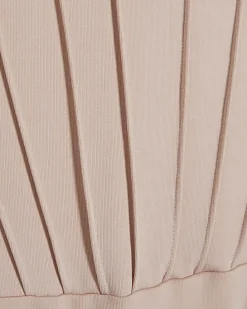 Beige High Neck Seam Trim Bodysuit